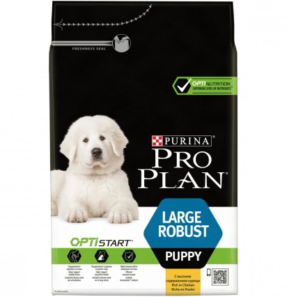 Pro Plan OptiStart Large Robust Puppy сухой корм для щенков крупных пород с мощным телосложением с курицей 3 кг. 
